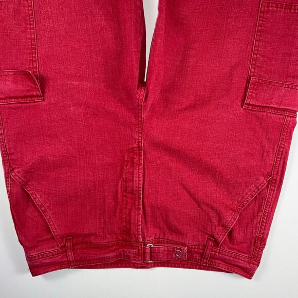 Gloria Vanderbilt Vintage High Rise Red Cotton Cargo Crop Pants Jeans Size 14 - Picture 2 of 12